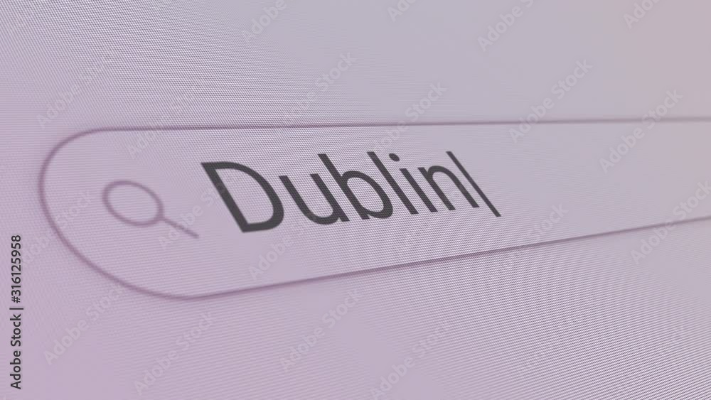 Dublin Search Bar Close Up Single Line Typing Text Box Layout Web Database Browser Engine Concept