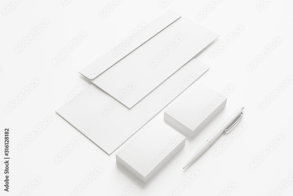 Blank Stationery Set. Mockup template for branding identity for graphic designers presentations and portfolios. 3d render. Blank Stationery Set. Mockup template for branding identity for graphic designers presentations and portfolios. 3d render.