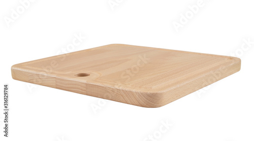 Wooden chopping board isolated on white background