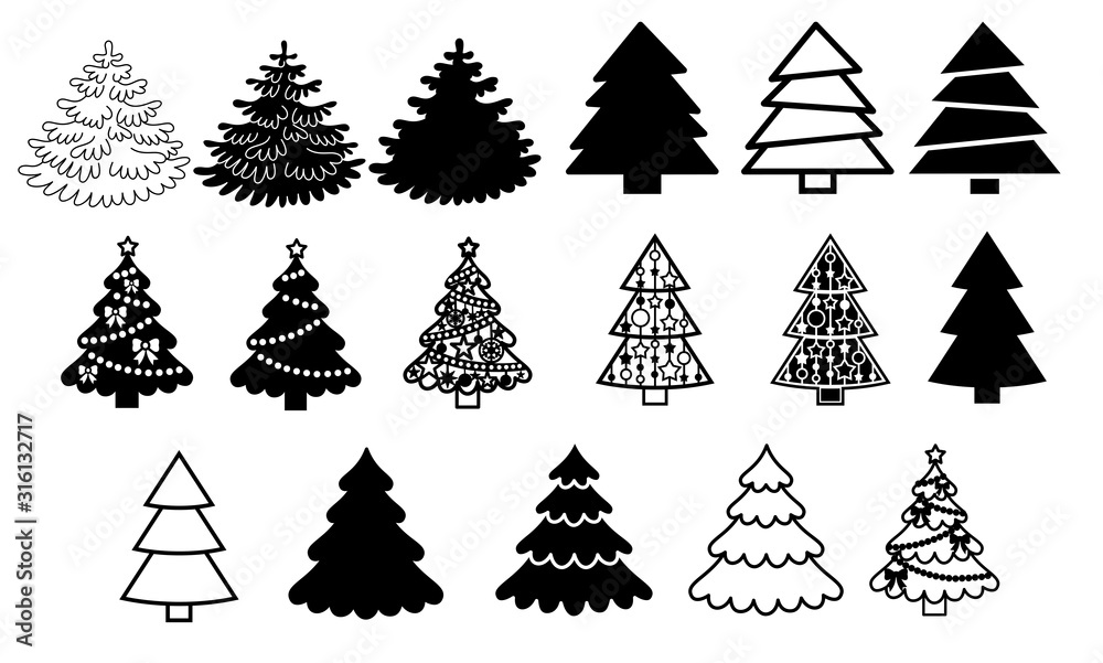 Christmas Tree, Christmas Decorations, Christmas Stencil Tree, Clip Art, Laser  Cutting Template Stock Vector | Adobe Stock
