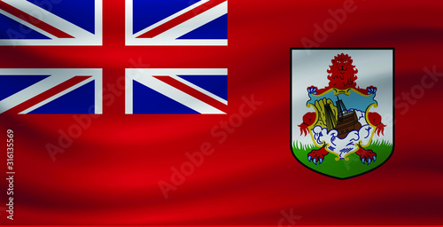 Waving flag of Bermuda. Vector illustration