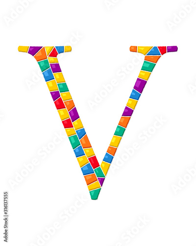 Letter V vector mosaic