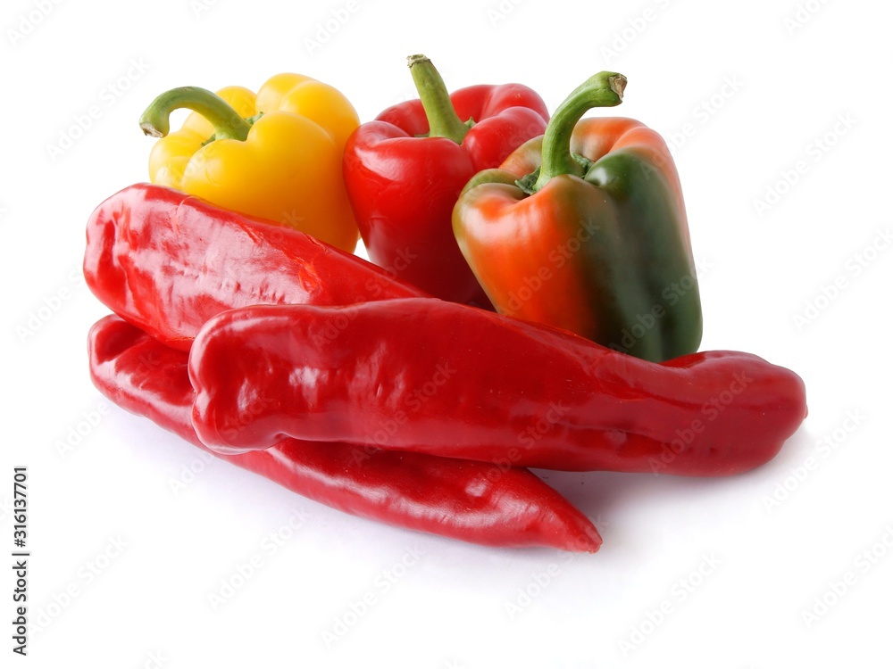multocolor fruits of pepper as tasty vegetable
