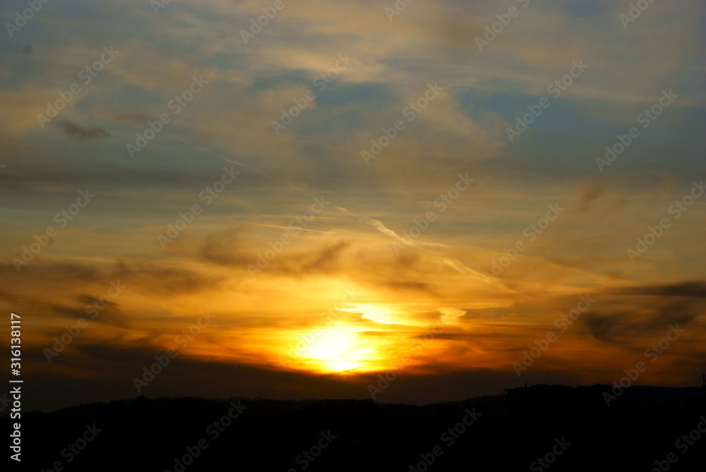 landscape of picturesque clouds on sky and afterglow 