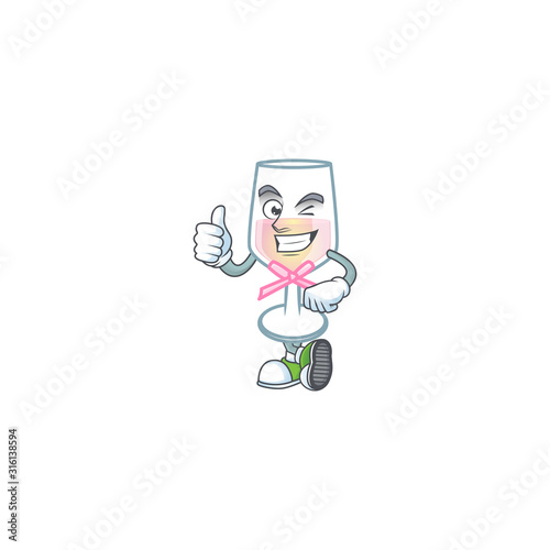 An icon of pink glass of wine making Thumbs up gesture