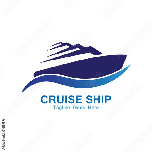 Cruise Ship Logo Simple Template vector icon design