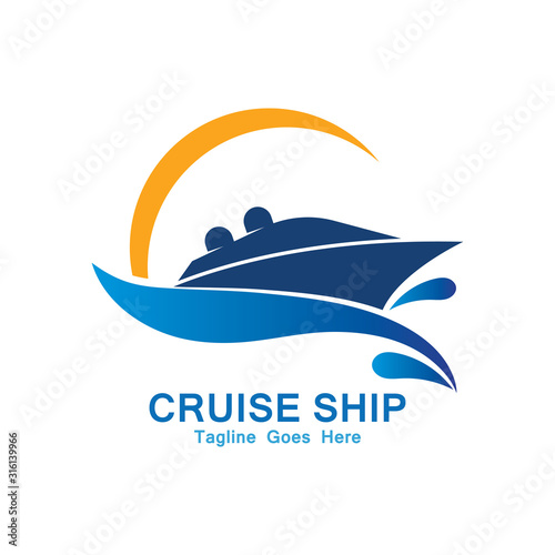 Cruise Ship Logo Simple Template vector icon design