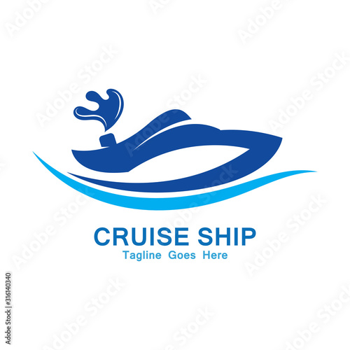 Cruise Ship Logo Simple Template vector icon design