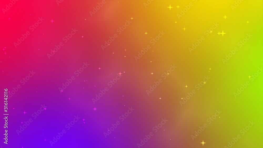 Fototapeta premium Modern neon abstract rainbow background with star particles. Bright stars color gradient. Abstract blurred background.