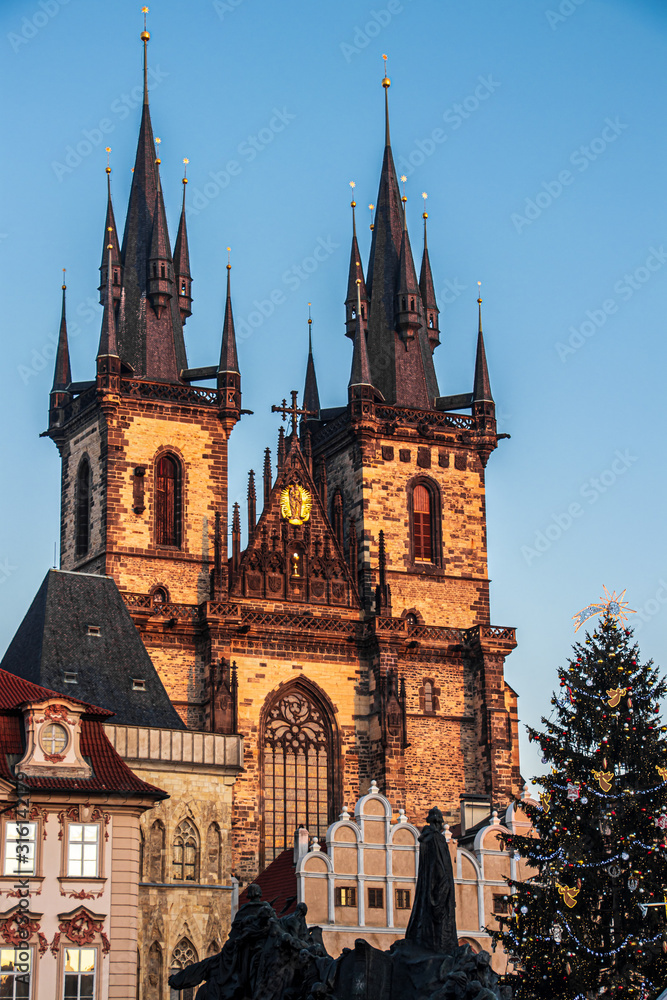 Church of Our Lady before Týn with Christmas tree
