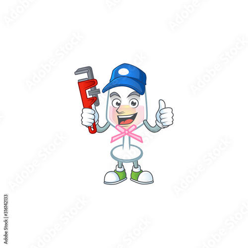Cool Plumber pink glass of wine on mascot picture style
