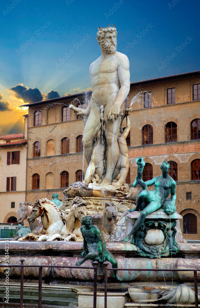 Fountain of Neptune (Biancone), Piazza della Signoria, Florence, Tuscany, Italy