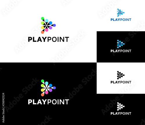 Play Point Logo . Very playful and attractive logo, with shape of the play button.