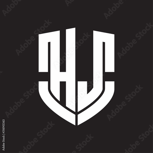 HJ HLogo monogram with emblem shield shape design isolated on black background photo