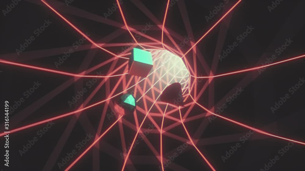 Retro Synth Wave Concert Loop with Shapes 4K