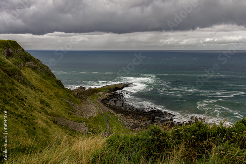 Landscape of Giant's Causeway trail in Northern Ireland in United Kingdom. UNESCO heritage.