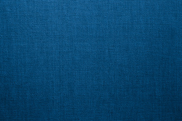 Blue linen fabric background or texture