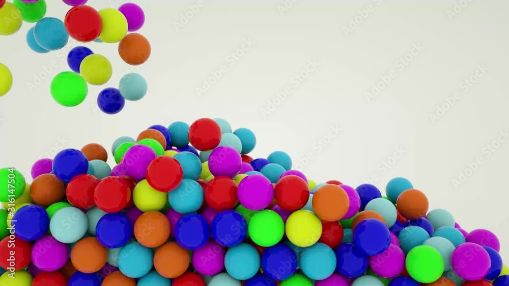 multicolored smooth balls falling from above. animated abstract background. 3d render multicolored smooth balls falling from above. animated abstract background. 3d render