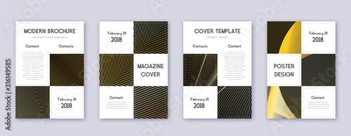 Business brochure design template set. Gold abstra