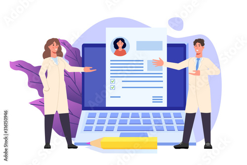 Medical record, Online doctor concept. Vector illustration.