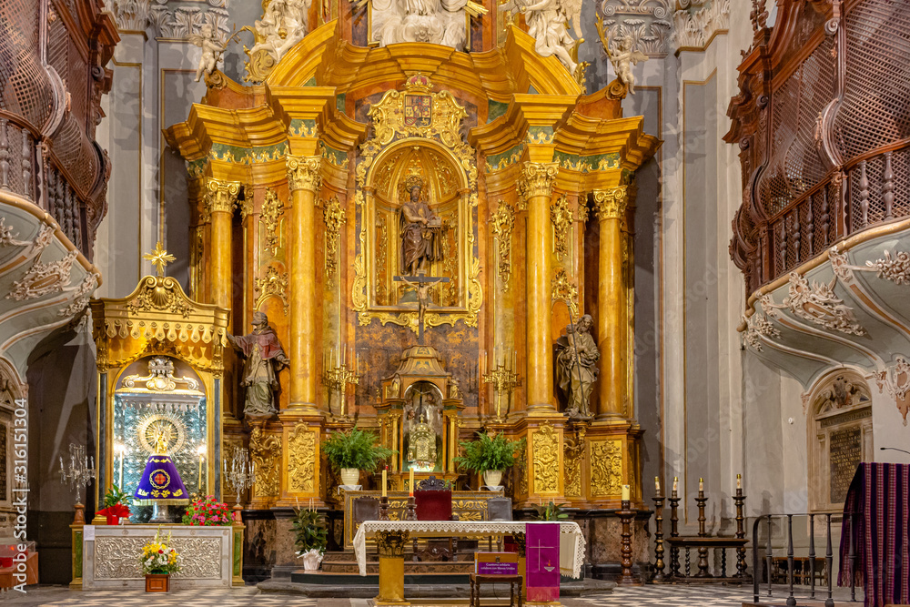 Interior view of Church of San Juan el Real, Calatayud, Aragon, Spain 