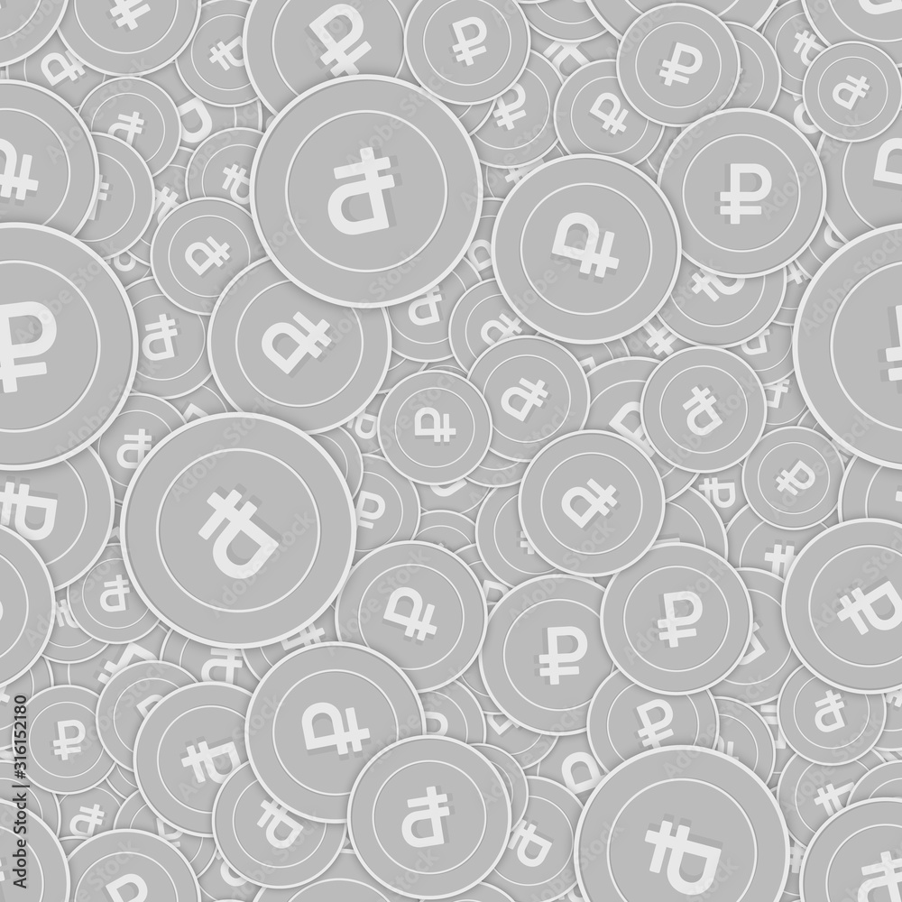 Russian ruble silver coins seamless pattern. Wonde Russian ruble silver coins seamless pattern. Wonde