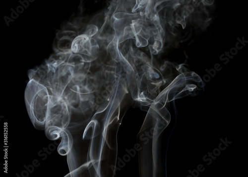 Smoke isolated on black background and texture, clipping path