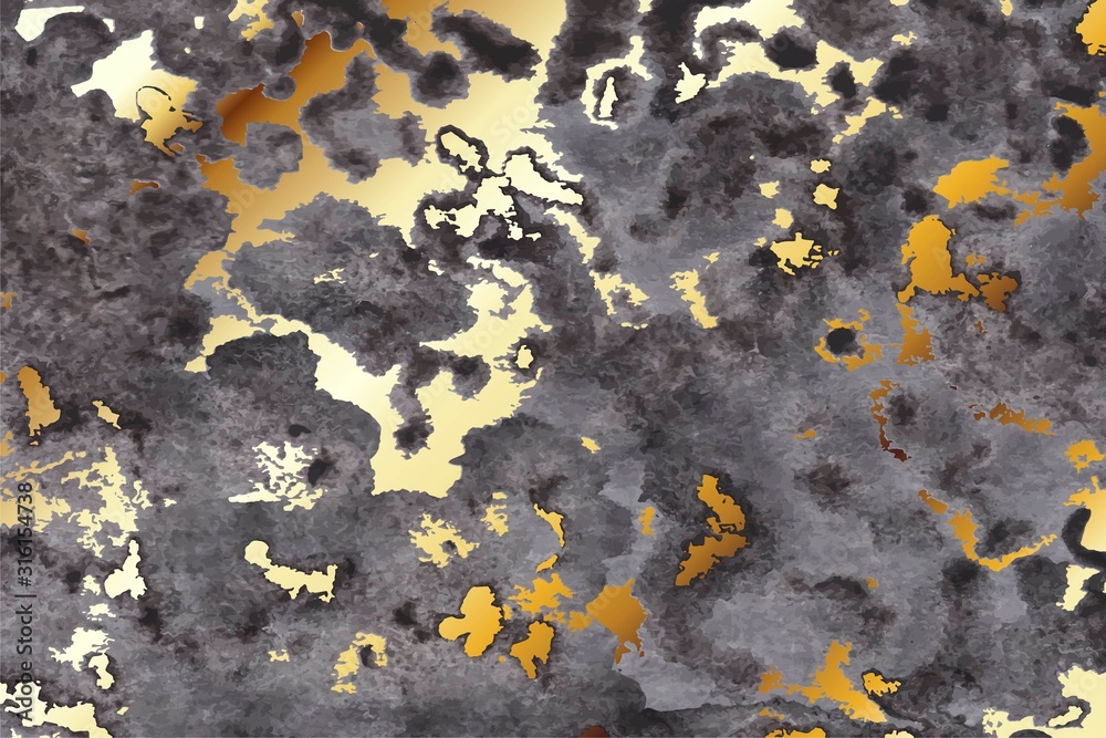 Obraz premium Luxury grey watercolor and gold texture background. Abstract hand drawn art.