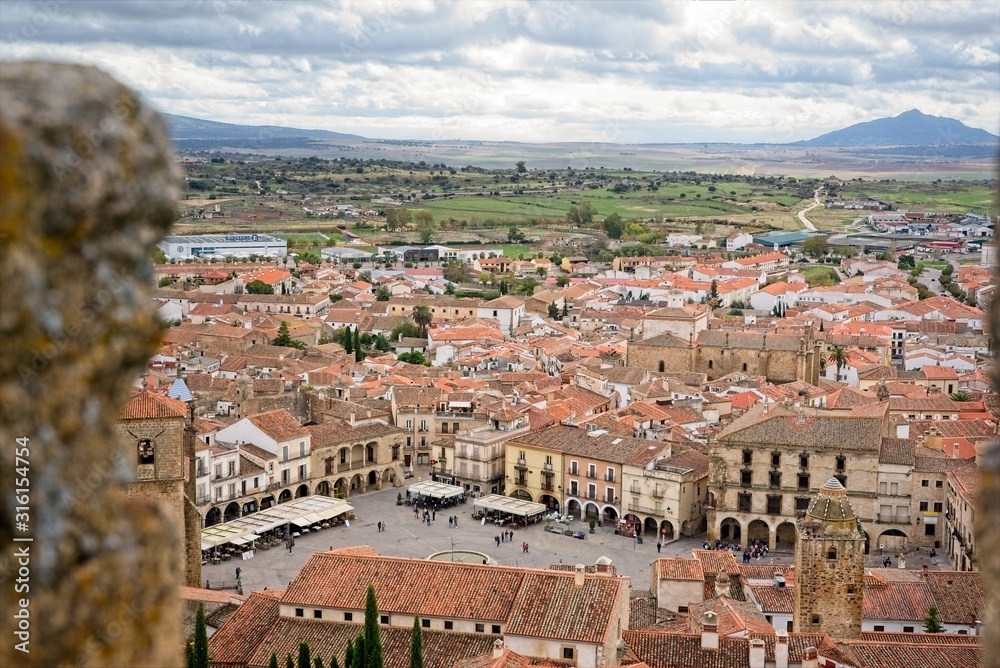 View of the Plaza Mayor de Trujillo from the castle