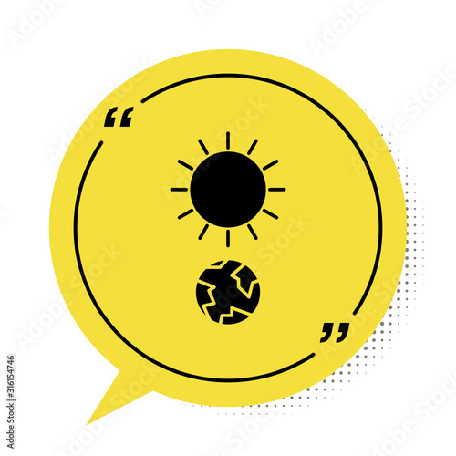 Black Solstice icon isolated on white background. Yellow speech bubble symbol. Vector Illustration