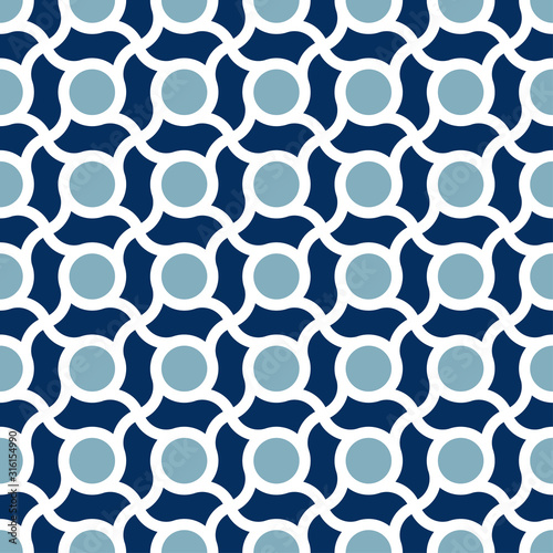 Decorative pattern for the background, tile and textiles. It is assembled from modular parts. Vector. Seamless.