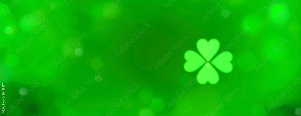 St. Patrick's Day - Abstract green background banner with bokeh lights St. Patrick's Day - Abstract green background banner with bokeh lights