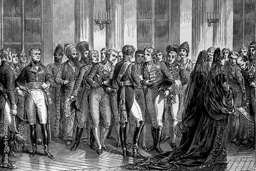 The general Hedouville, at the diplomatic reception of the emperor Alexander of Russia. Antique illustration. 1890. photo