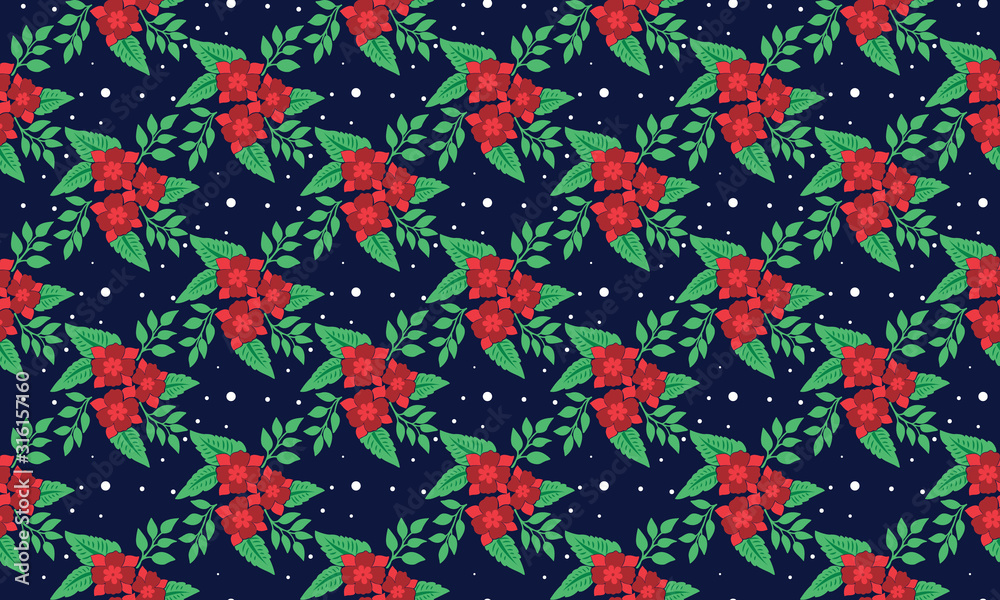 Pattern background for Christmas, with beautiful flower and leaf design.