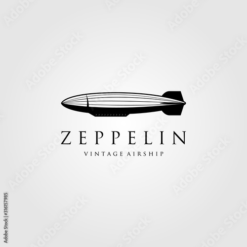 vintage zeppelin airship logo vector illustration design © linimasa