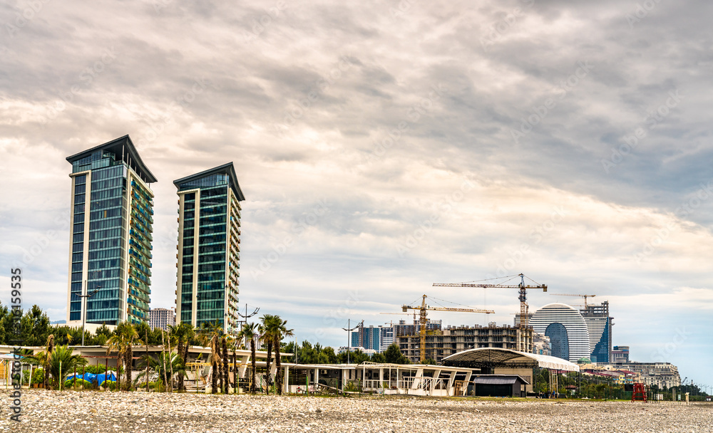 View of Batumi from the Black Sea coast, Georgia