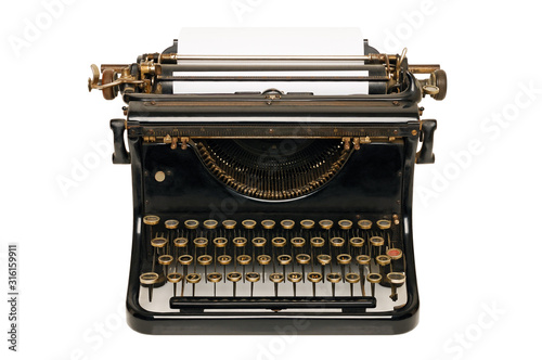 Typewriter against a white background