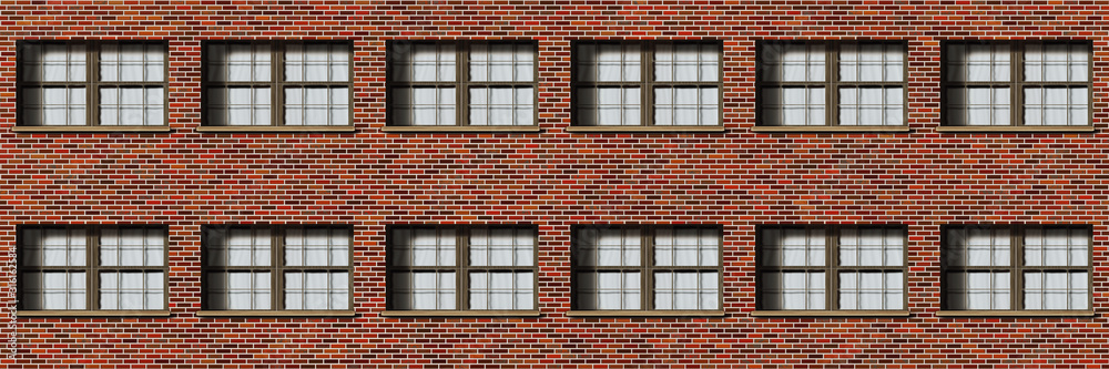 Brick wall outside a residential building- architecture exterior. 2d illustration
