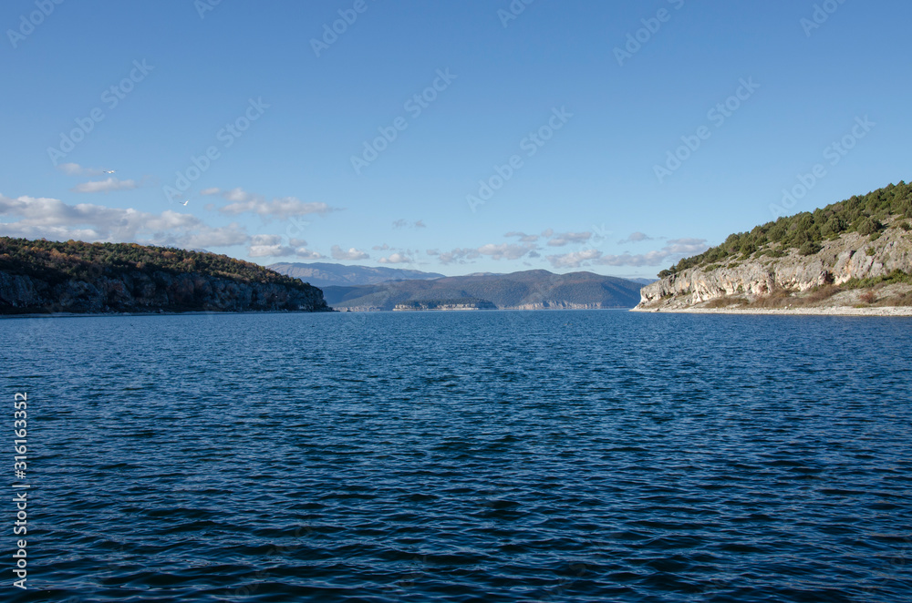 Naklejka premium Prespa Lake - Psarades village Greece 