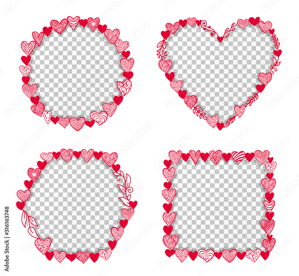 Valentine heart frame transparent vector template