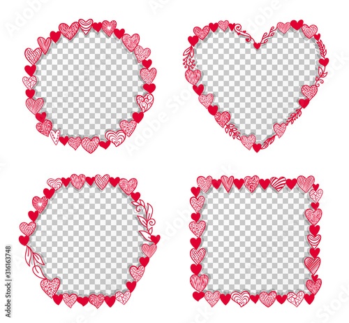 Valentine heart frame transparent vector template