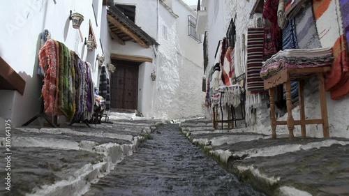 Paseo por calle típica de Pampaneira, pueblo de la Alpujarra de Granada HD photo