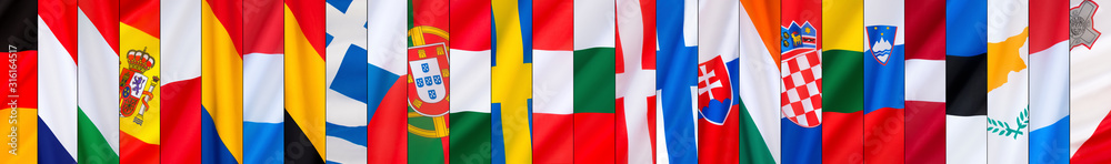 Φωτογραφία The 27 Flags of the Post Brexit European Union following the departure of the UK on January 31 2020