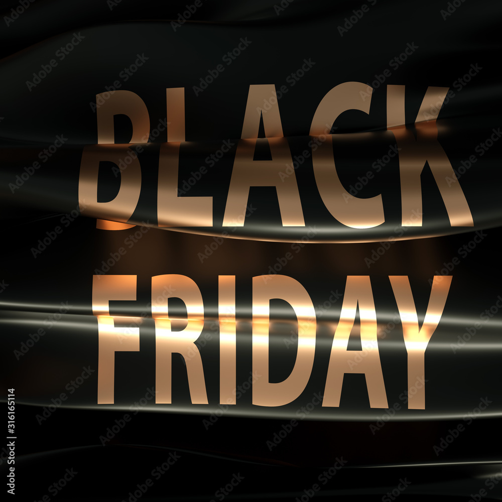 Beautiful black luxury flag with a golden congratulation. 3d illustration, 3d rendering. Beautiful black luxury flag with a golden congratulation. 3d illustration, 3d rendering.