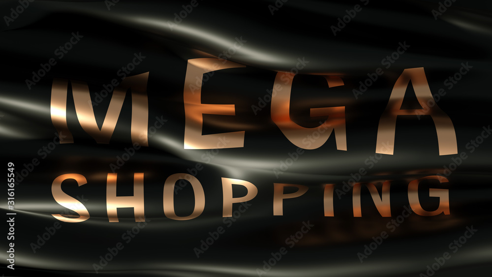 Obraz premium Beautiful black luxury flag with a golden congratulation. 3d illustration, 3d rendering.