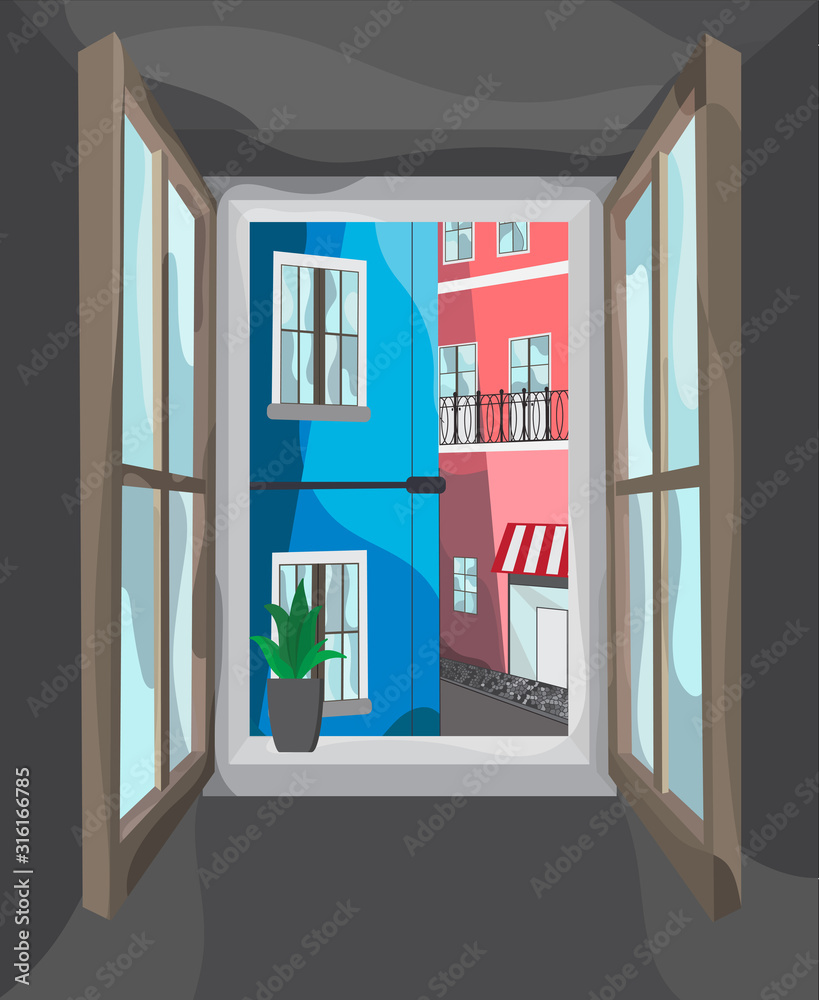 street view from the window colorful street view from the window colorful