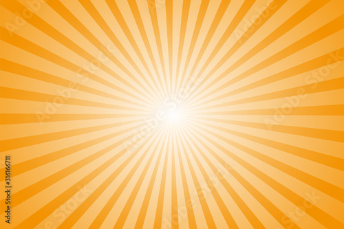 Empty template for design. Rays orange sun whole background