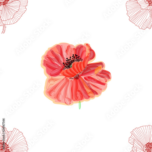 Floral background with poppies. seamless pattern. Flourish seamless textured wallpaper for greeting card.