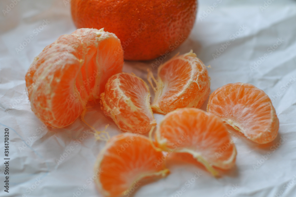 tangerines on a white background