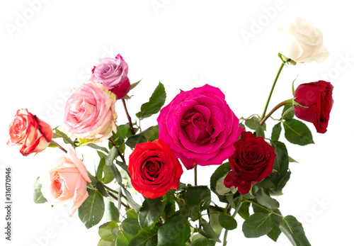 Beautiful rose bouquet isolated on a white
